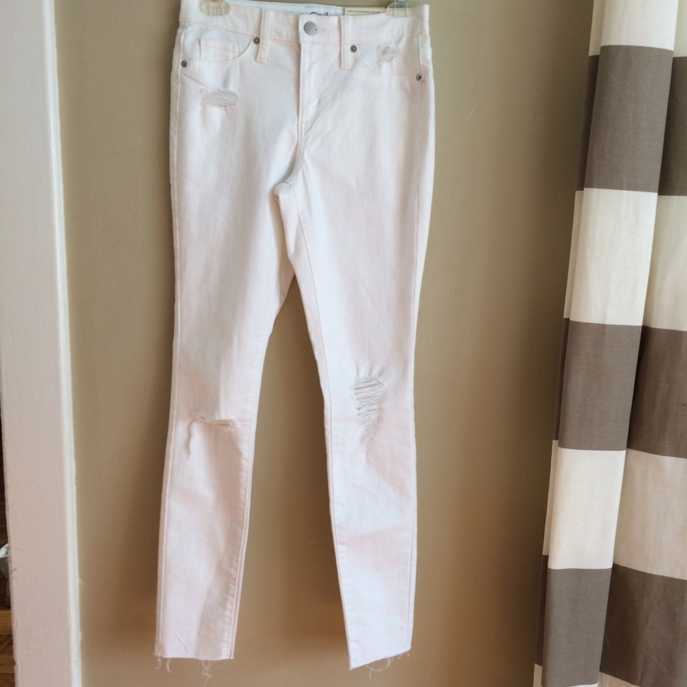 Universal Thread High Rise White Distressed Jean Jeggings, Size 0